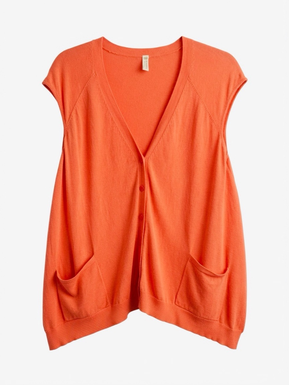 Gaiam Coral Orange Sleeveless Knit Cardigan Vest
